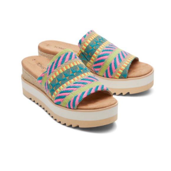 Toms Shoes - TOMS NWOT Size 10 Diana Mule wedge multi-color patterned platform sandal